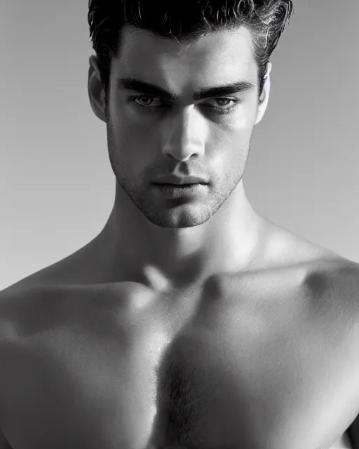 Prompt: sean o'pry wearing a white t - shirt, herculean, bulging muscular figure, beautiful gigachad, soft lighting, highly detailed face, sharp focus, photo by herb ritts