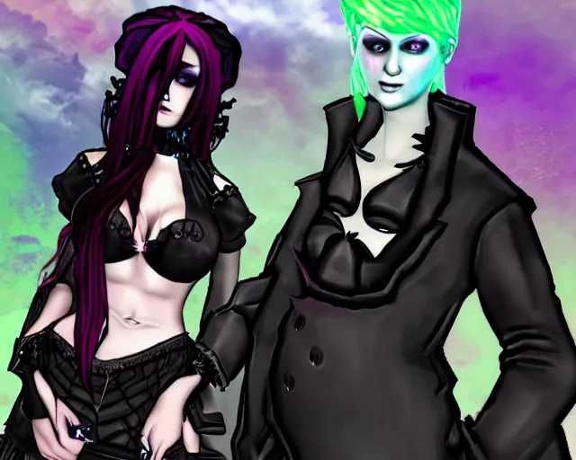 Image similar to gamer with a goth gf