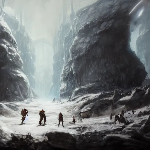 Prompt: battle in the ice cave fantasy. greg rutkowski. boris vallejo. 3 8 4 0 x 2 1 6 0