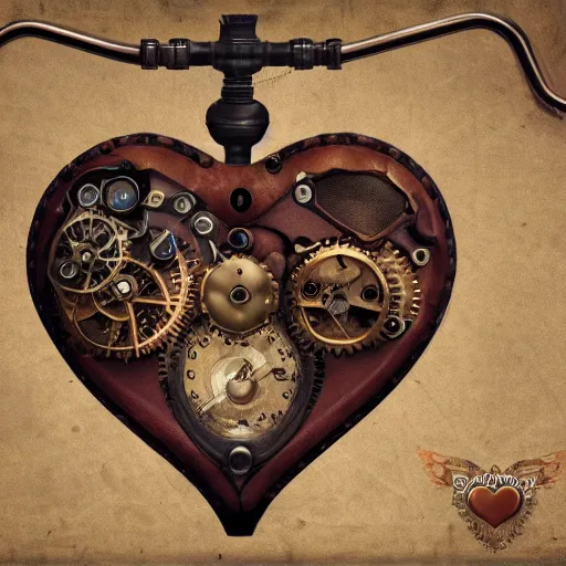 Prompt: hyper realistic steampunk heart, hyper detailled, 4 k