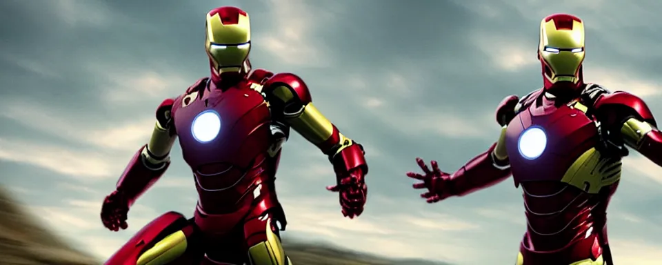 Prompt: tobey maguire wearing iron man armor hd cinematic