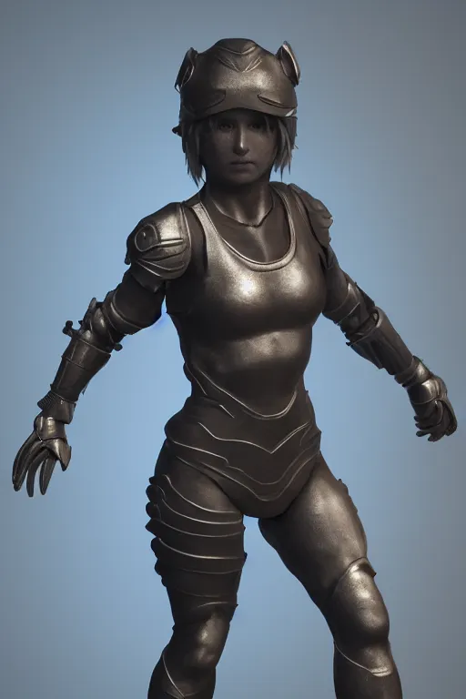 Prompt: detailed sculpt of athletic girl in armor, cinematic light, featured on artstation, octane render, path tracing, sharp focus, 4 k.