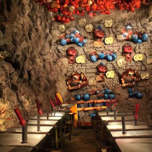 Image similar to Donkey Kong in a beautiful mine, with crystals on the walls.