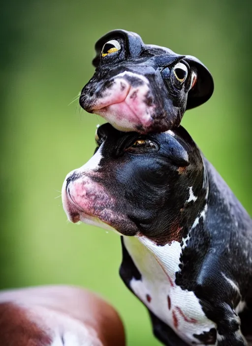 Image similar to a full portrait photo of frog bird horse cow dog, f / 2 2, 3 5 mm, 2 7 0 0 k, lighting, perfect faces, award winning photography.