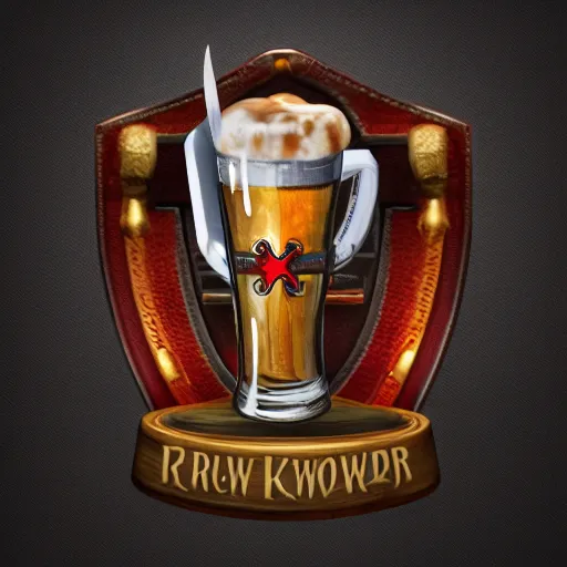 Image similar to Logo with cross and swords and mug full of beer for the pub of the beer lover crusaders order , graph design, typographic, digital painting, artstation, concept art, smooth, sharp focus, illustration, artstation trending, octane render, unreal engine