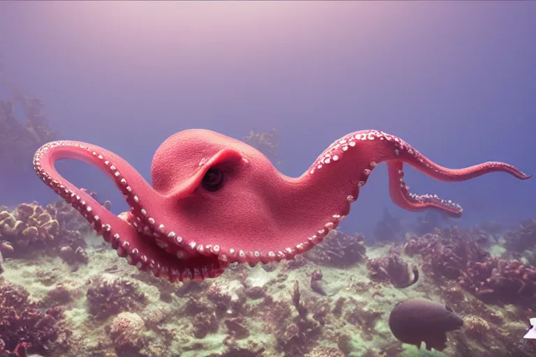 Image similar to underwater realistic hibrid jiraffe octopus, subsurface scattering, hd, 8 k, hdr