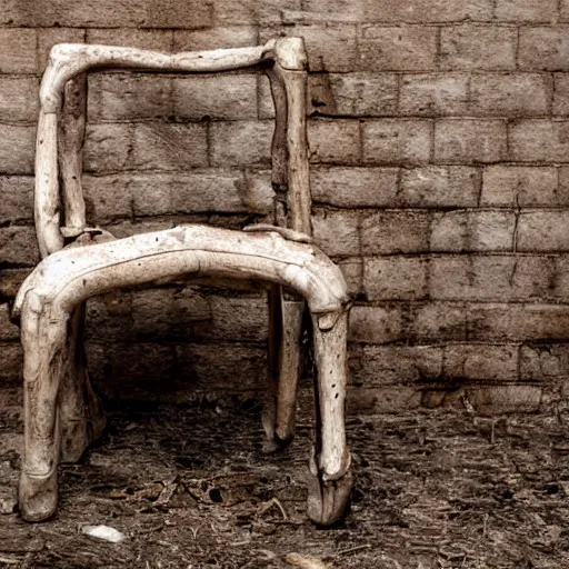 Image similar to chair made of rotted flesh and bone