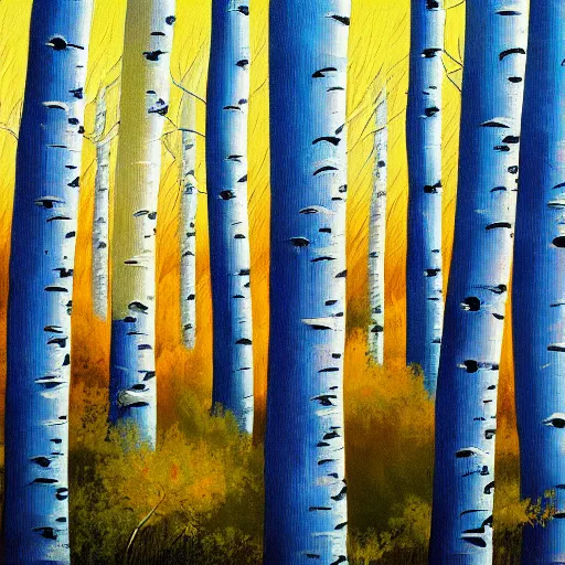 Prompt: beautiful painting of an Aspen forest at sunset, digital art, award winning illustration, golden hour, smooth, sharp lines, concept art, trending on artstation