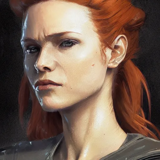 Image similar to portrait of a woman by greg rutkowski, a jedi commander, mara jade, wearing the tactical gear of the galactic alliance, star wars expanded universe, she is about 4 0 years old, highly detailed portrait, digital painting, artstation, concept art, smooth, sharp foccus ilustration, artstation hq