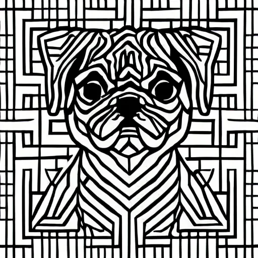 Image similar to pug in a geometric style