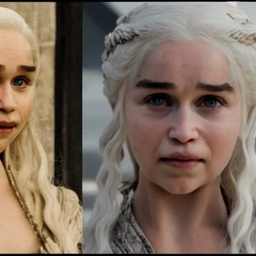 Prompt: Daenerys Targaryen points at you from Game Of Throne cctv footage. She smirks as if to mock your very existence.