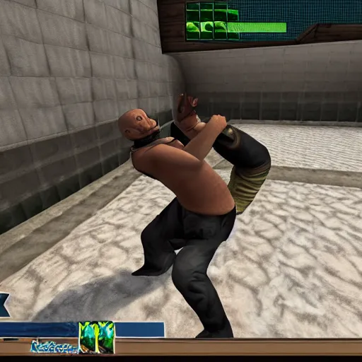 Image similar to man wrestling with eel, counter strike screenshot