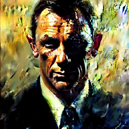 Image similar to portrait of james bond, detailed face, detailed painting, epic lighting, by ilya repin, phil hale and kent williams