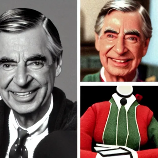 Prompt: mister rogers neighborhood noir, mister fred rogers is investigating the crime in the neighborhood of make - believe. king friday is injured. queen sara is the damsel in distress. lady elaine fairchilde is the criminal.