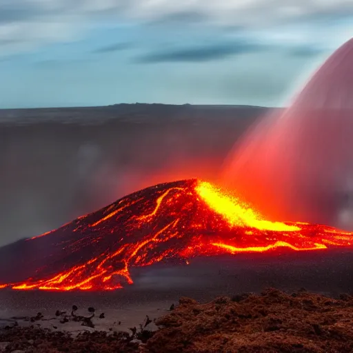 Prompt: photo of hawaii volcano erupting, award - winning photography, 4 k