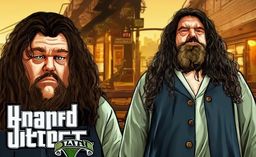 Prompt: Hagrid in the style of GTA V loading screen