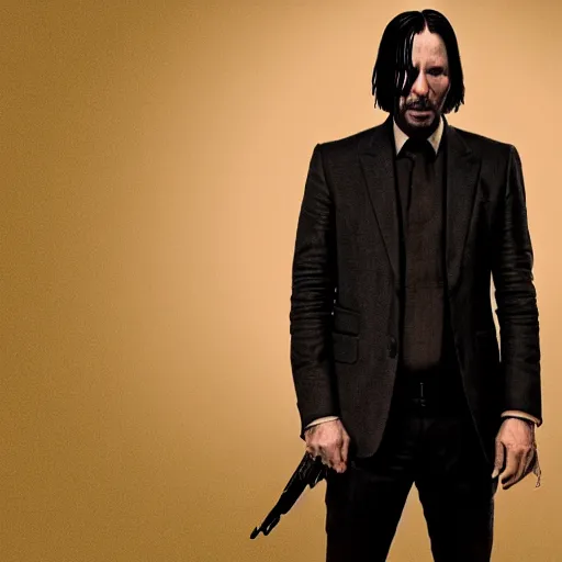 Image similar to thom yorke as john wick professional photo shot