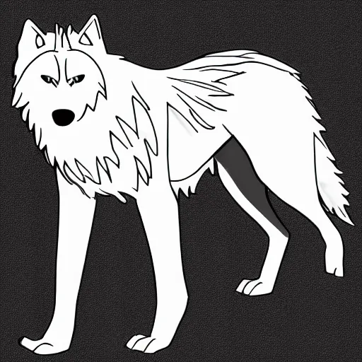 Image similar to full-body wolf template base, digital line-art, outline-only, simple, no color, high quality, HD, 8K