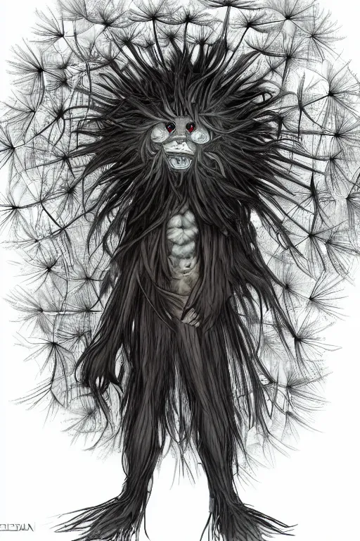 Image similar to dandelion monster anime male, symmetrical, highly detailed, digital art, sharp focus, trending on art station