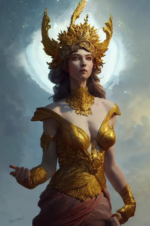Prompt: goddess of the european union, highly detailed, digital painting, artstation, concept art, smooth, sharp focus, illustration, unreal engine 5, 8 k, art by artgerm and greg rutkowski and edgar maxence