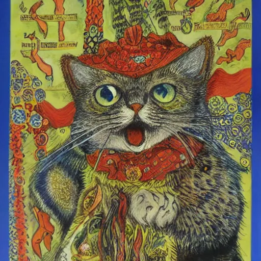 Prompt: miles tails prower as imagined by louis wain