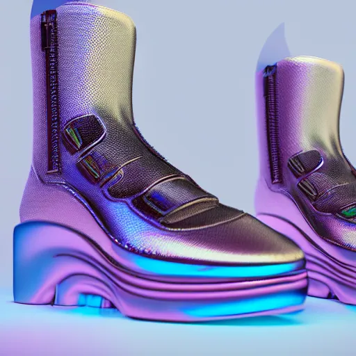 Prompt: futuristic balenciaga and vetements sneakers by felipe pantone ultra rendered extreme realism and detail, 8 k, highly detailed, realistic, completely framed, pbr, surreal, hyper realistic, colorful, direct lighting, 3 5 mm photo, photorealistic, sharp focus,