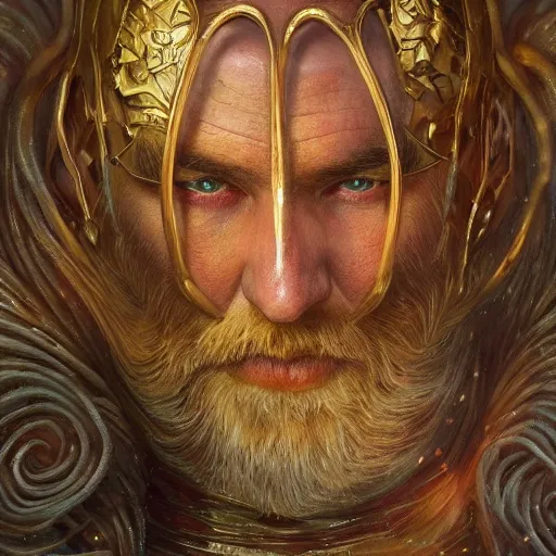 Prompt: A beautiful but highly unsettling Asmongold by William Holman Hunt, Greg Rutkowski, Stanely Artgerm, Tooth Wu, Peter Gric, Aaron Horkey, trending on Artstation, digital art, mythological, symmetrical artwork, cinematic lighting, hyper realism, high detail, octane render, ultra realistic, golden ratio, 4k, 8k