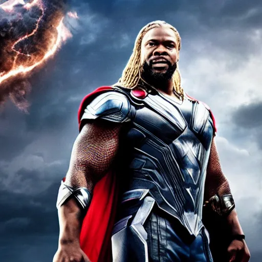 Image similar to Black Thor, Avengers end credits movie still, cinematic