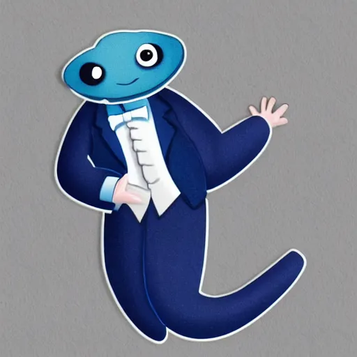 Image similar to blue salamander newt in a grey tuxedo, character icon