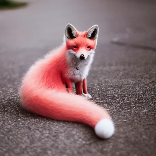 Prompt: pink fox, fire, 8 k, 8 5 mm f 1. 8