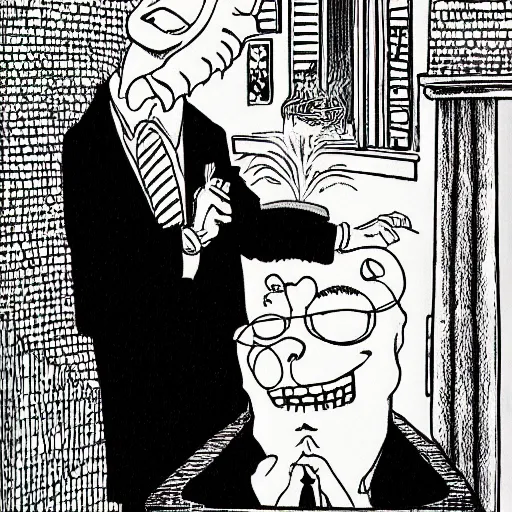 Prompt: The Farside comic of Joe Biden cartoon black and white drawing by Gary Larson, detailed, funny