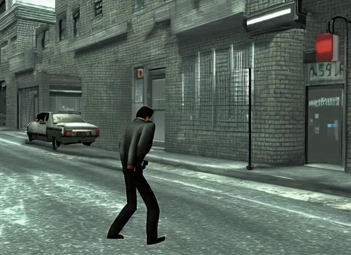 Image similar to lonely city streets. screenshot of goldeneye. nintendo 6 4 ( 1 9 9 6 )