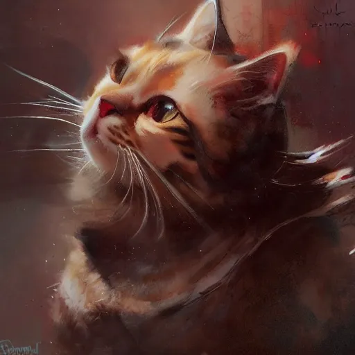 Image similar to cat, by raymond swanland