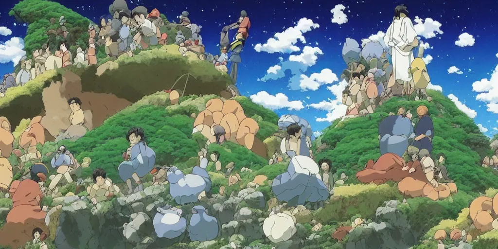 Image similar to The birth of all creation, super wide angle, by Studio Ghibli