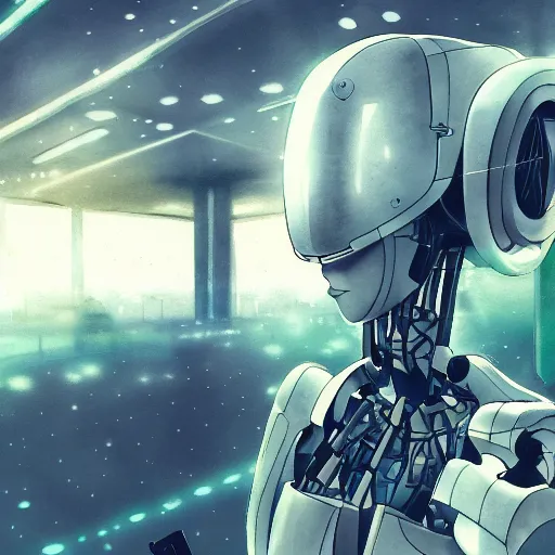 Image similar to a broken robot itself, anime, pencil lines, light watercolour painting, pale sky, beautiful artwork, anime screenshot, tokyo