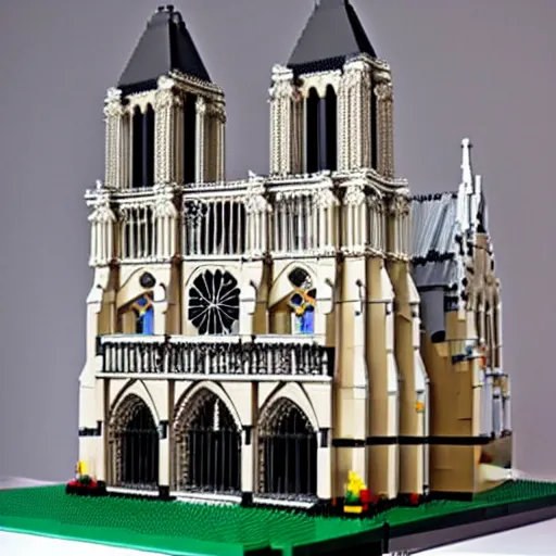 Image similar to the notre dame built out of lego blocks, very detailed, lego,