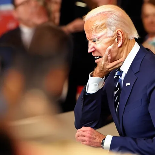 Prompt: joe biden eating someone alive