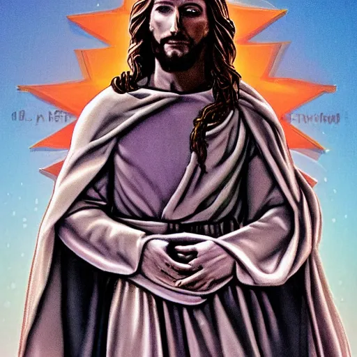 Image similar to Photo of cyborg Jesus Christ