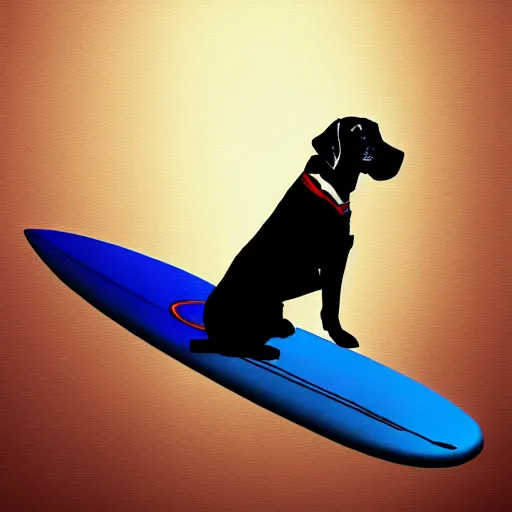 Prompt: dog riding a surfboard, deviantart, artstation,