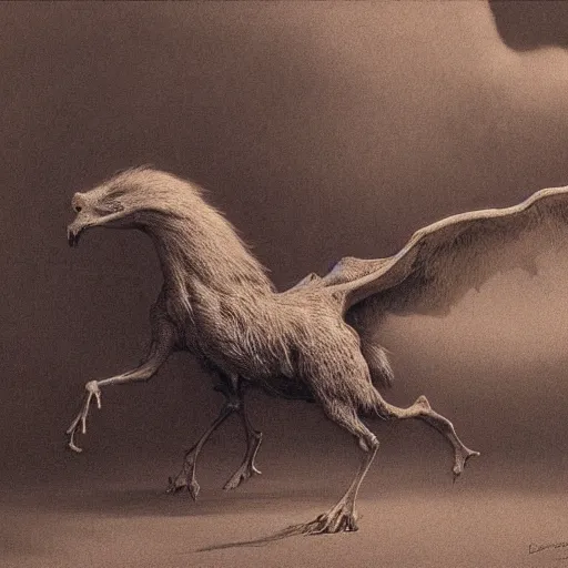 Prompt: griffon concept, beksinski