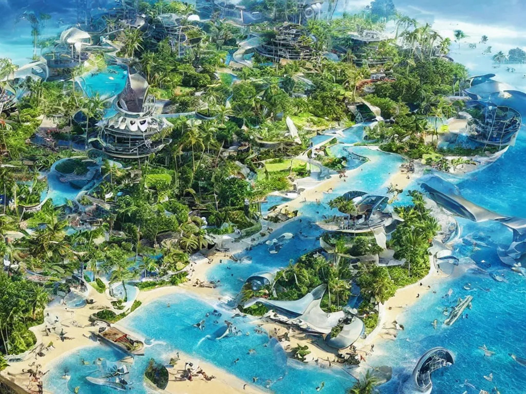 Image similar to futuristic bali island in the year 2 0 5 0, perfect faces