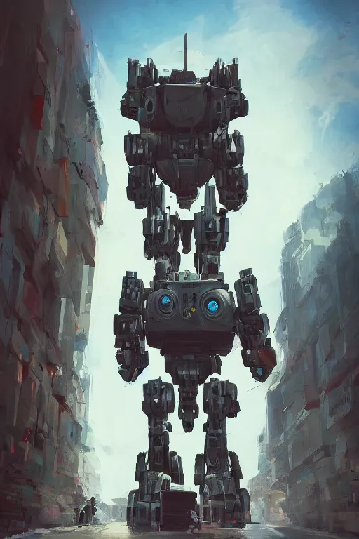 Prompt: a kid in front of giant robot, megalophobia, digital art, trending on artstation, epic