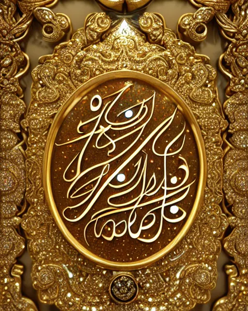 3D render of Hindi calligraphy carved in bismuth Stable Diffusion