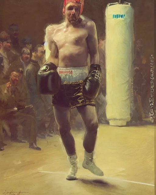 Prompt: sigma sam hyde standing triumphantly on a boxing stage, smooth, sharp focus, by jeremy lipkin, john berkey, claude monet, dino valls