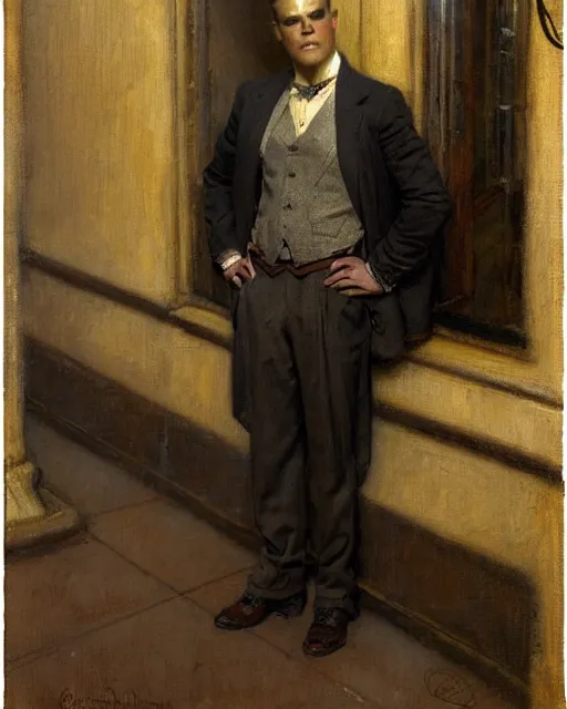 Image similar to attractive man waiting in line to audition for a hollywood movie, paramount movie lot 1 9 2 8 melancholy, nostalgia, painting by gaston bussiere, craig mullins, j. c. leyendecker