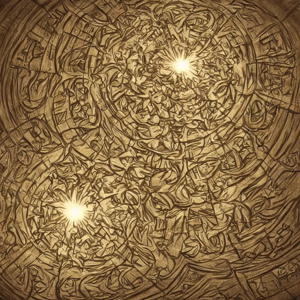 Prompt: a star inside atom and colony formed around it, art station, carved on carved, concept art