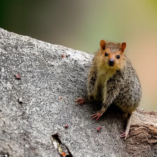 Prompt: spider quokka hybrid, 🕷, happy, bold natural colors, national geographic photography, masterpiece, in - frame, canon eos r 3, f / 1. 4, iso 2 0 0, 1 / 1 6 0 s, 8 k, raw, unedited, symmetrical balance