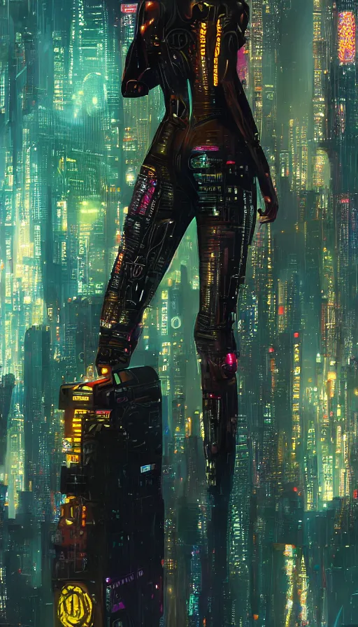 Image similar to a beautiful young Black woman, cyberpunk, Blade Runner city background, highly detailed, 8K, artstation, illustration, art by Gustav Klimt