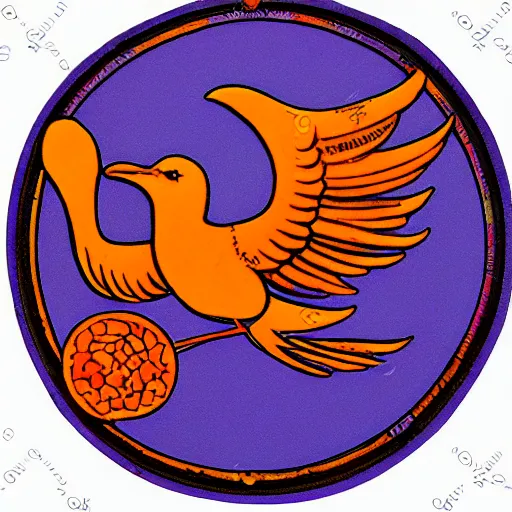 Image similar to phoenix salt bird round composition rebirth orange purple symbolism