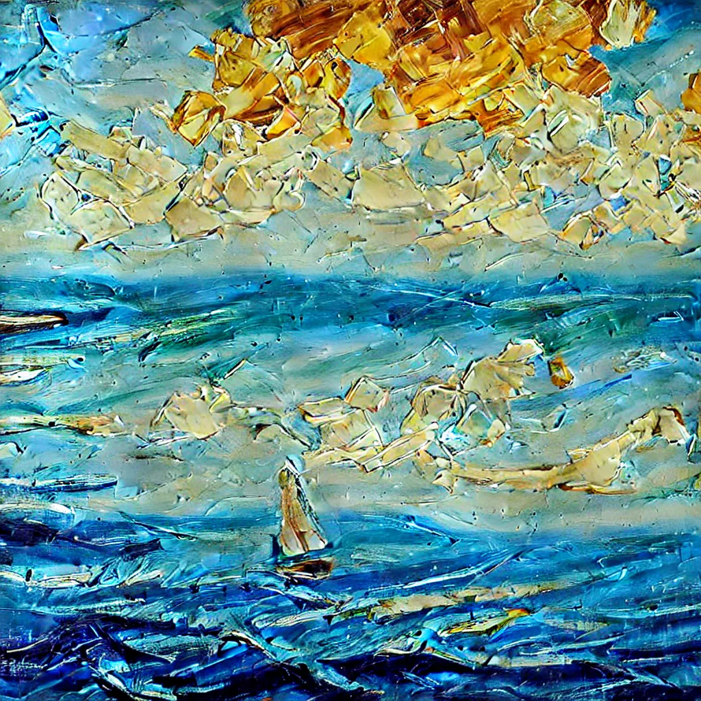 Prompt: an impasto oil painting of beautiful maritime scenery, detailed